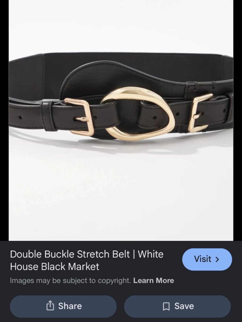 NWT WHITE HOUSE BLACK MARKET DOUBLE BUCKLE STRETCH BELT S/M